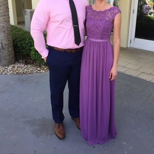 Floor length chiffon bridesmaids dress